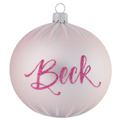 Baby Pink Personalised Christmas Bauble with Gold Icicles - 10cm - with Name