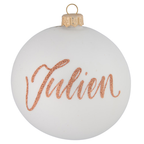 Santa with Dog - White Personalised Christmas Bauble - 10cm
