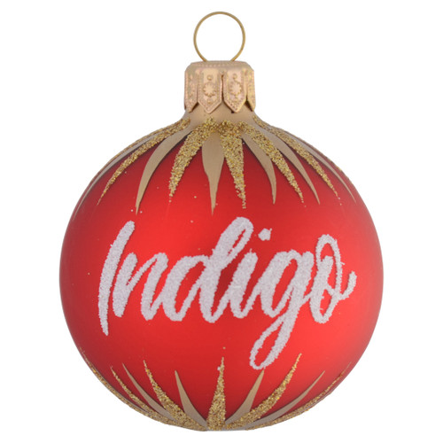 Red Ornament with Gold Icicle Personalised Christmas Bauble - 6cm - with Name
