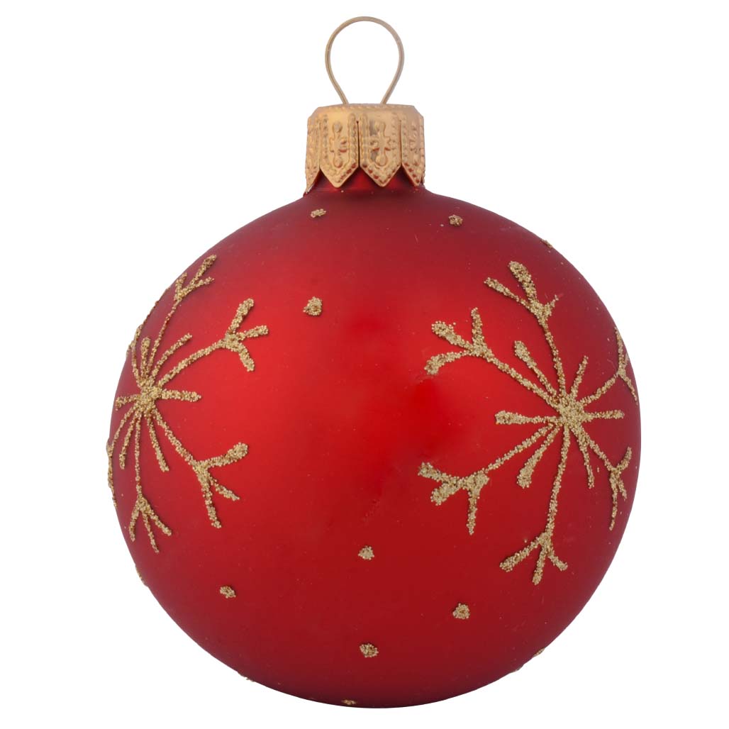 Gold Snowflakes on Red Personalised Christmas Bauble - 6cm front