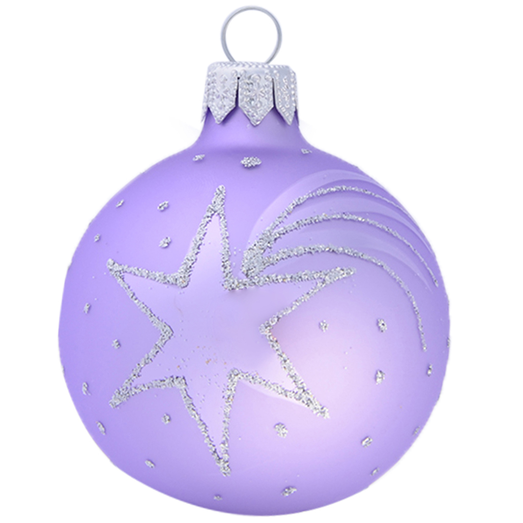lavender shooting star personalised christmas bauble 6cm