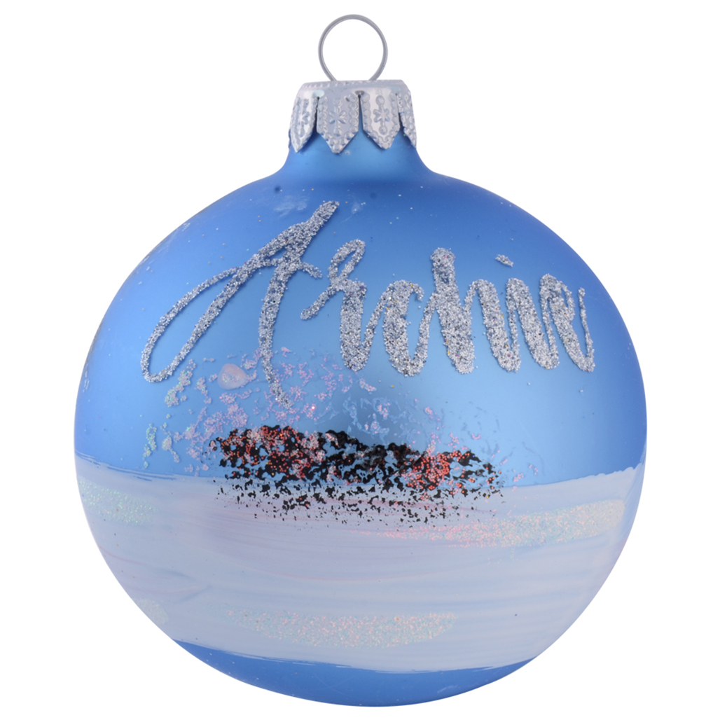 Baby Blue Personalised Christmas Bauble with Tree