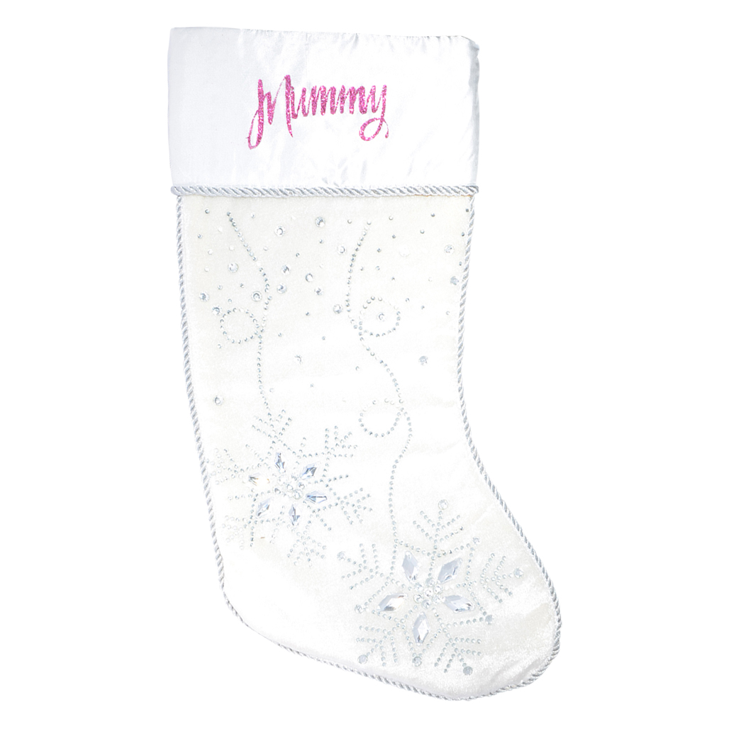 White Snowflake Personalised Christmas Stocking - Artisan Ornaments