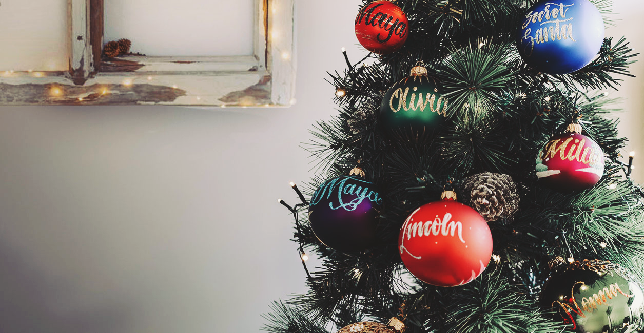 Download Personalised Christmas Baubles Decorations Shop Online PSD Mockup Templates