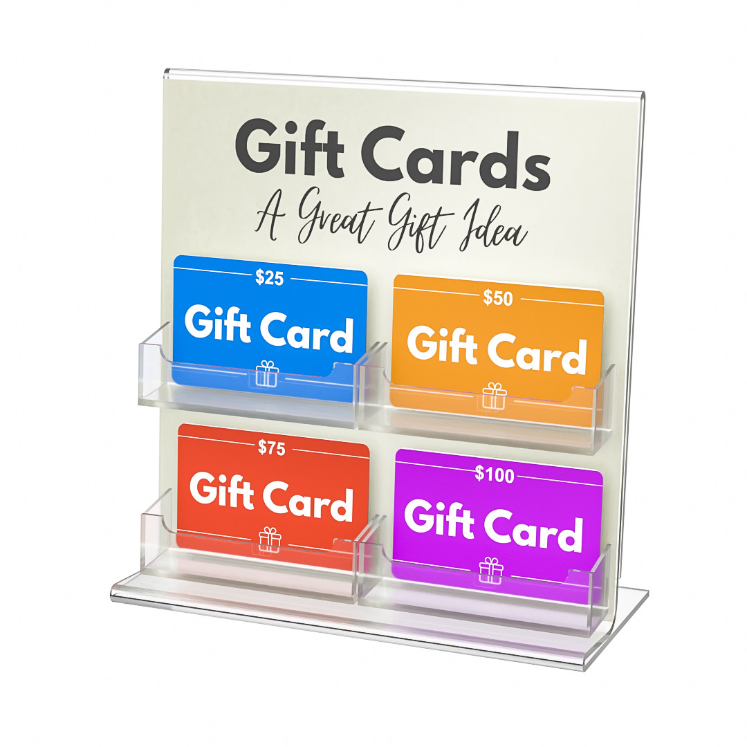 Retail Gift Card Display | Acrylic SignBackers 4-Pockets