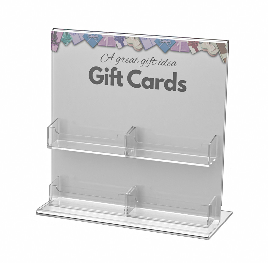 Retail Gift Card Display | Acrylic SignBackers 4-Pockets