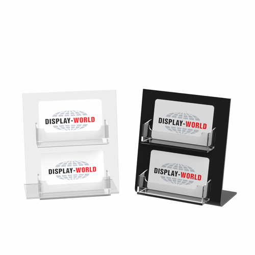 Economy acrylic gift card holders with two card pockets in clear or black