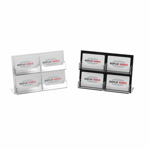 Economy acrylic gift card holders with four card pockets in clear and black