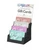 Gift card holders with four tiered black card pockets and sign.
