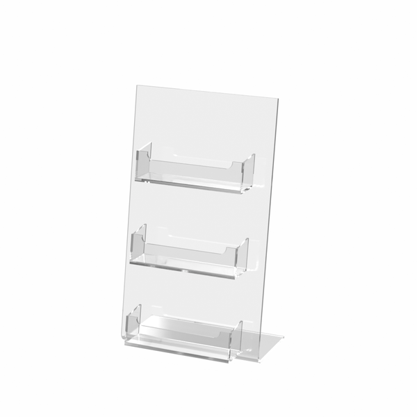 Economy acrylic gift card holders with three card pockets in clear