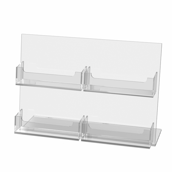 Economy acrylic gift card holders with four card pockets in clear
