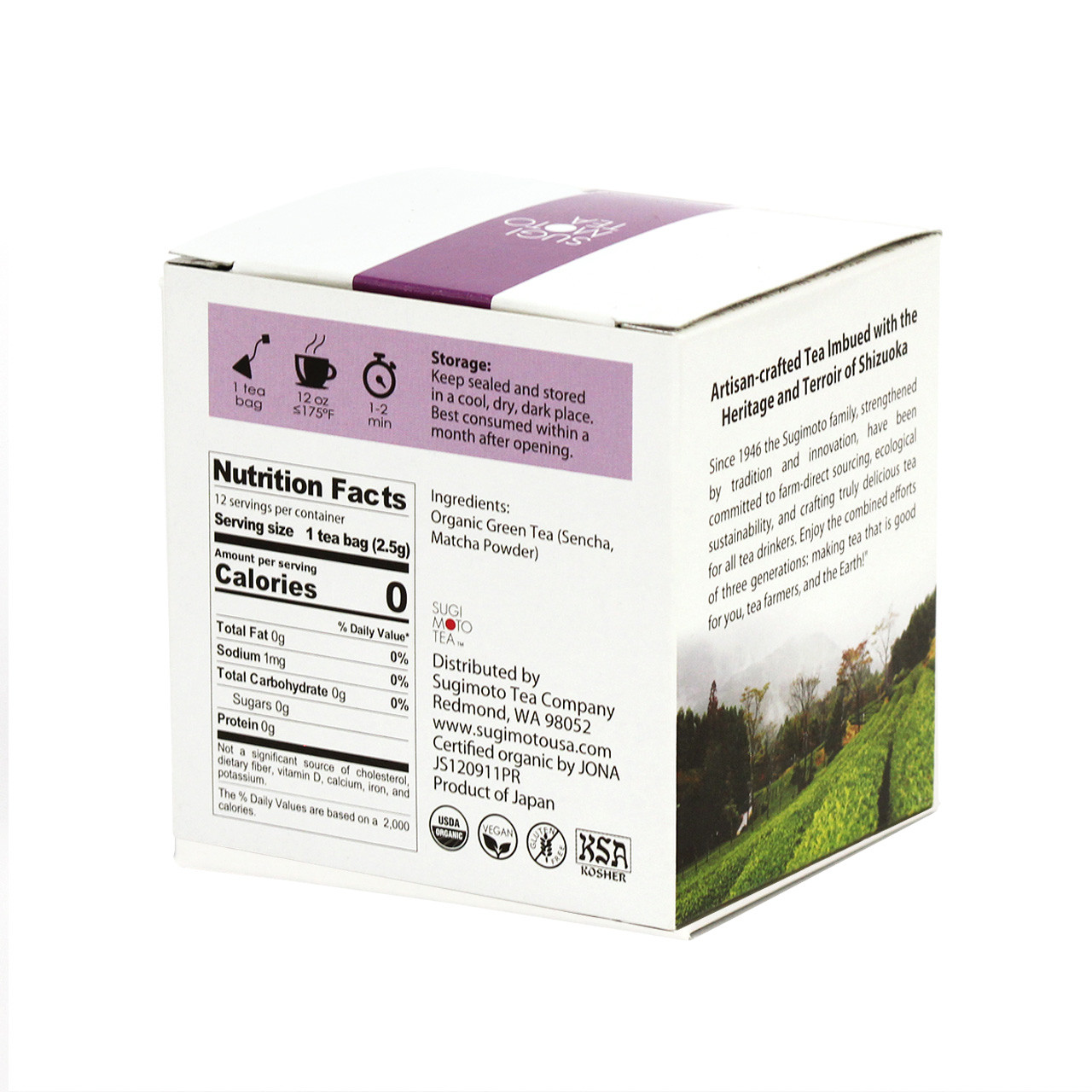 Organic Matcha Sencha Tea Bags Sugimoto Tea Company