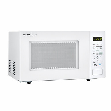 1.4 cu. ft. Sharp White Countertop Microwave (SMC1441CW) – left angle view