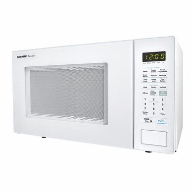 1.4 cu. ft. Sharp White Countertop Microwave (SMC1441CW) – left side view
