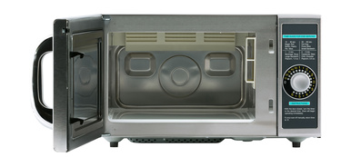 Medium-Duty Commercial Microwave Oven with 1000 Watts (R21LCFS) – front view with door open