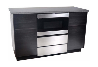 24" Microwave Drawer Oven Pedestal (SKMD24U0ES) Installed Under the Counter – Right angle view