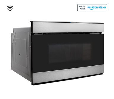 Pull-out Microwave: 24 in. Sharp Stainless Steel Smart Microwave Drawer Oven (SMD2489ES) Works with Alexa, and the Sharp Kitchen
App on the App Store and Google Play:  right