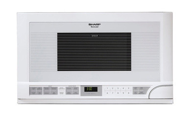 1.5 cu. ft. 1100W White Sharp Over-the-Counter Carousel Microwave Oven (R1211TY)