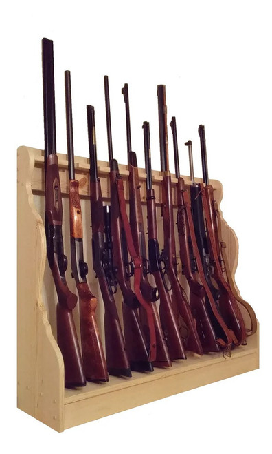 Pine Wooden Vertical Gun Rack 10 Place Long Gun Display