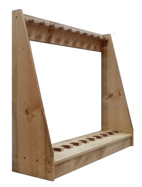 Light Rustic Traditional Wooden Vertical Gun Rack 7 Place Long Gun Display
