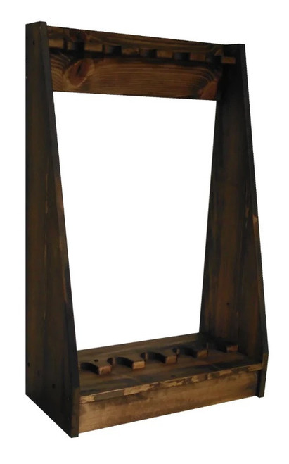 Rustic Pine Wooden Vertical Gun Rack 5 Place Long Gun Display