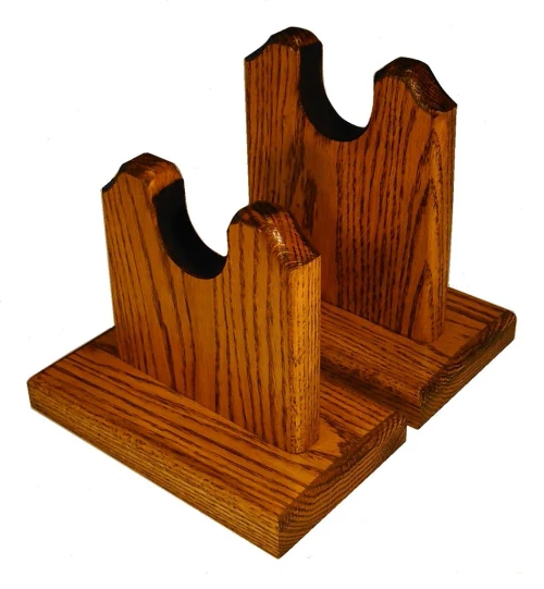 Oak Wooden Gun Rack Stand Rifle Shotgun Two Piece Table Top Mantle Display