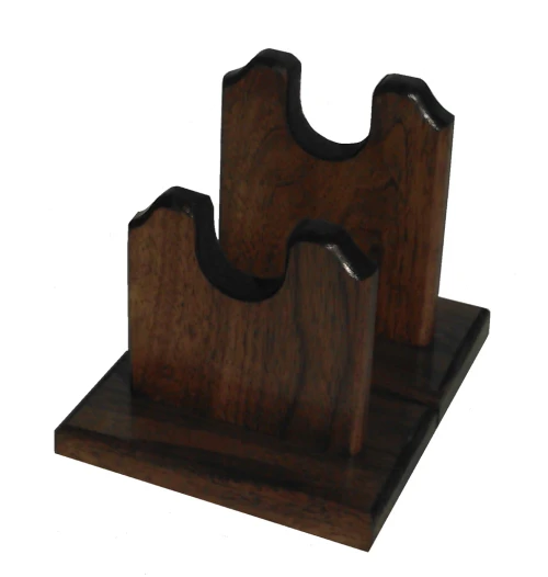 Walnut Wooden Gun Rack Stand Rifle Shotgun Two Piece Table Top Mantle Display