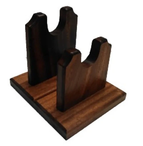 Mahogany Wooden Gun Rack Stand Rifle Shotgun Two Piece Table Top Mantle Display
