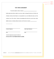 Test Drive Agreement (IDAHO-C-115) QTY: 250