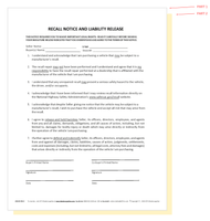Idaho Recall Notice and Liability Release: (IADA-RN-001) QTY: 100