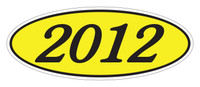 Oval Year Window Sticker : Black on Yellow - Qty: 12