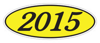 Oval Year Window Sticker : Black on Yellow - Qty: 12