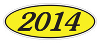 Oval Year Window Sticker : Black on Yellow - Qty: 12