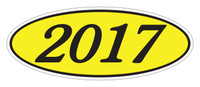 Oval Year Window Sticker : Black on Yellow - Qty: 12