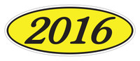 Oval Year Window Sticker : Black on Yellow - Qty: 12