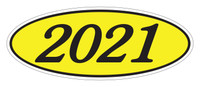 Oval Year Window Sticker : Black on Yellow - Qty: 12