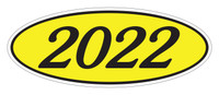 Oval Year Window Sticker : Black on Yellow - Qty: 12