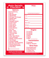 Peel n' Seal Vehicle Detail Checklist - 8.5" x 11" (Qty: 250)