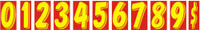 7 1/2" Fluorescent Yellow/Red Window Stickers
