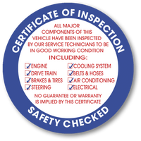 Certificate of Inspection Sticker