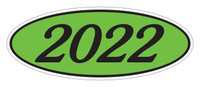 Oval Year Window Sticker : Black on Green - Qty: 12