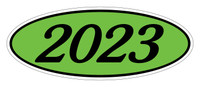 Oval Year Window Sticker : Black on Green - Qty: 12