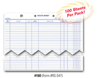 Route Sheet   Form# RS 547