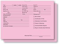 Vehicle Deal Envelopes - DSA-546 (Printed) QTY: 100