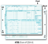 Vehicle Inventory Records   2 Sided (Form #1204 A)