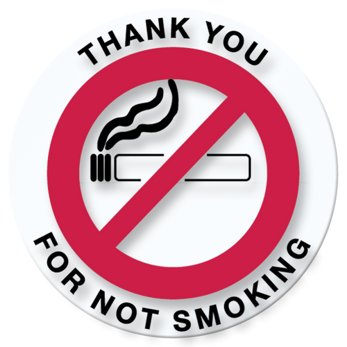 Thank you for not smoking sticker.