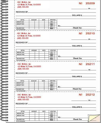 IMPRINTED Cash Receipt Books 2 & 3 Part