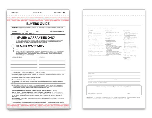 2-Part Buyers Guide #8253 - IW-E - Implied Warranty (Qty: 100)