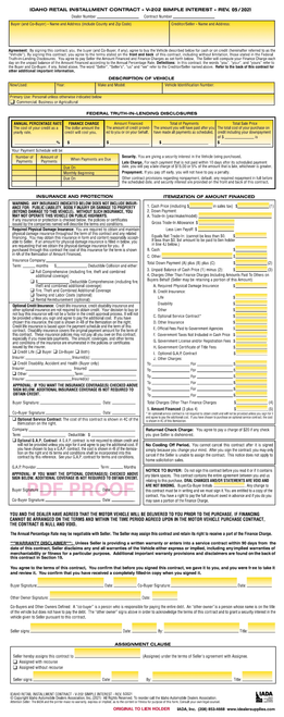 IDAHO RETAIL INSTALLMENT CONTRACT: SIMPLE INTEREST-5/2021: (V202)