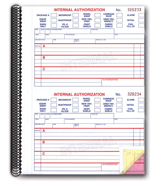 Internal Authorization Book (3-Part)  100/book